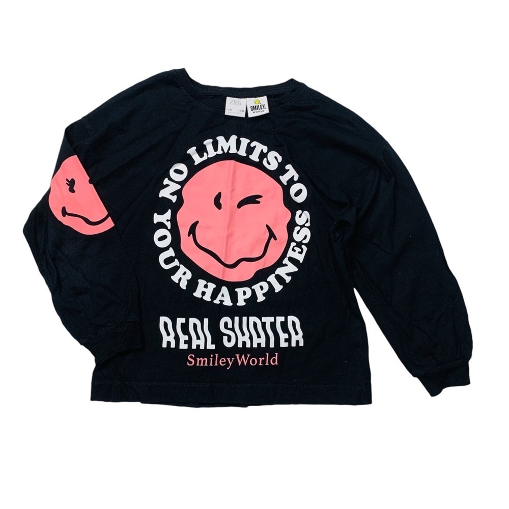 Zara Smiley World girls 9 Y‎ Black and Pink Kids Shirt